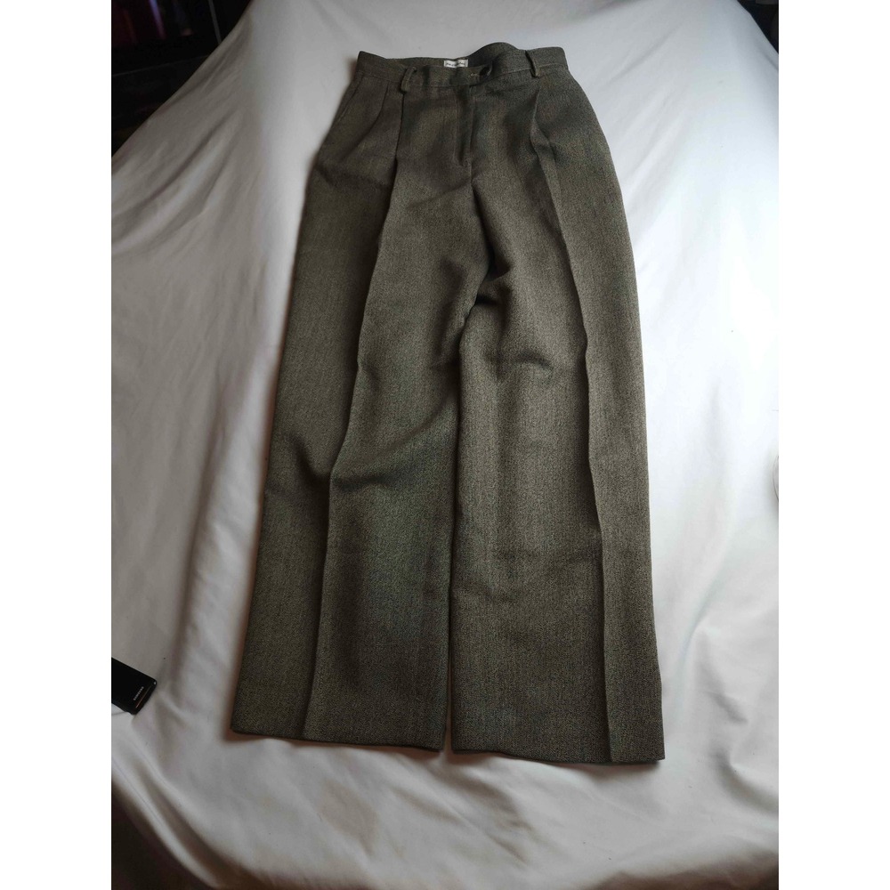 Worthington Pleated Wide Leg Trousers Olive Grey Italian Fabric Womens 12P